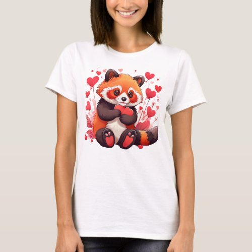 Red Panda Valentine Red Panda Hearts T_Shirt
