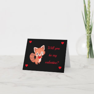 Red Panda Valentine’s Day Folded Holiday Card