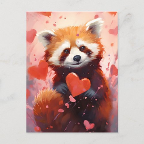 Red Panda Valentines day Postcard