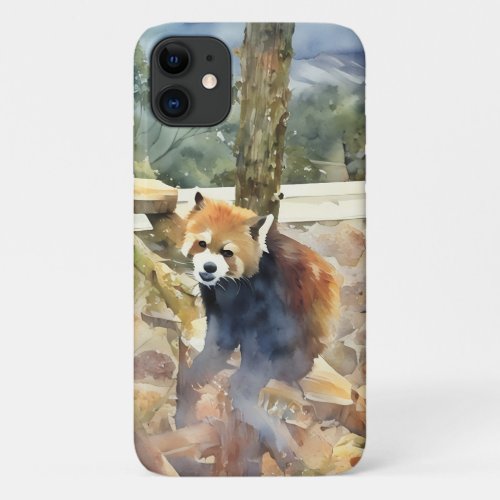 Red Panda Watercolor iPhone Case