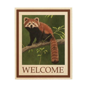Red Panda - Welcome Wood Wall Art