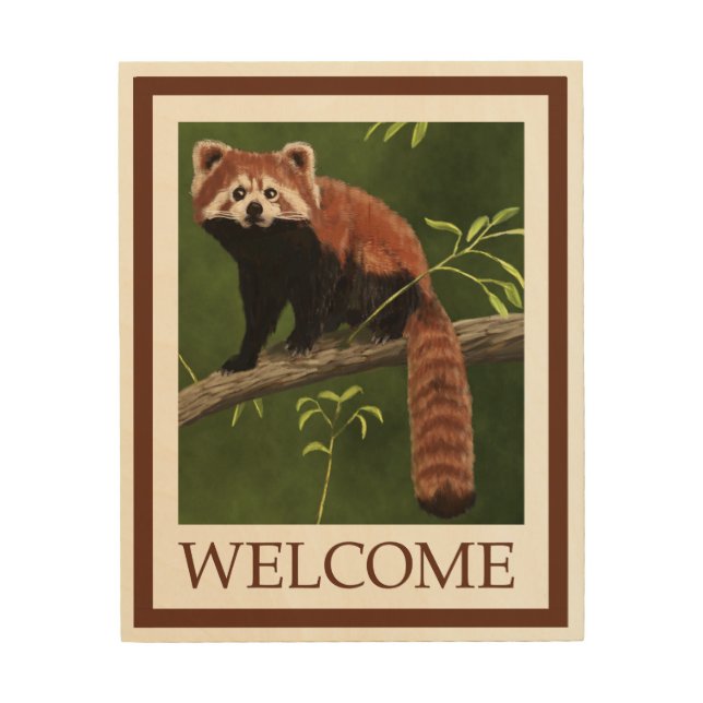 Red Panda - Welcome Wood Wall Art (Front)