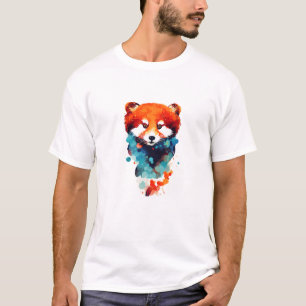 Red Panda Wild Nature Animal Colors Art  T-Shirt