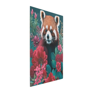 Red Panda with flowers  Metal Print