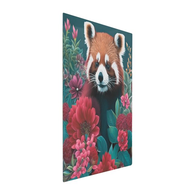 Red Panda with flowers  Metal Print (3/4)
