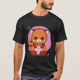 Red Panda With Ribbon Breast Cancer Awareness T-Shirt