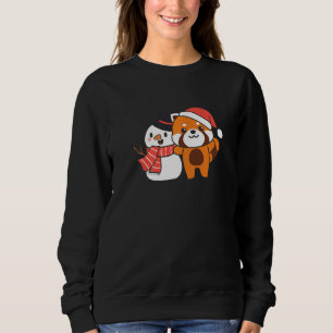 Red Panda With Snowman In Winter For Christmas   Sweatshirt