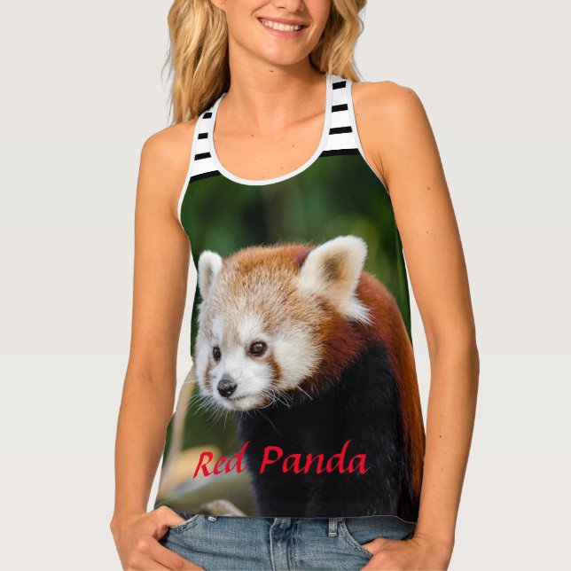 Red Panda With Stripes Tank Top (Front)