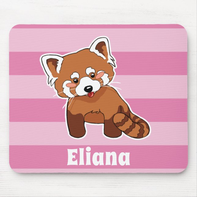 Red Panda With Your Name - Personalized Animal Mouse Pad (Front)