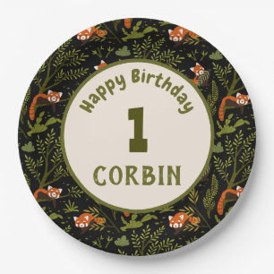 Red Panda Woodland Zoo Wild One Animal Custom Paper Plates