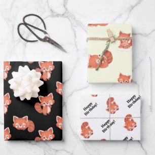 Red panda wrapping paper