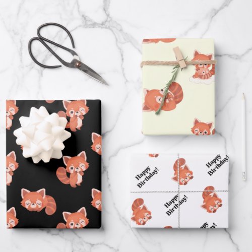 Red panda wrapping paper 