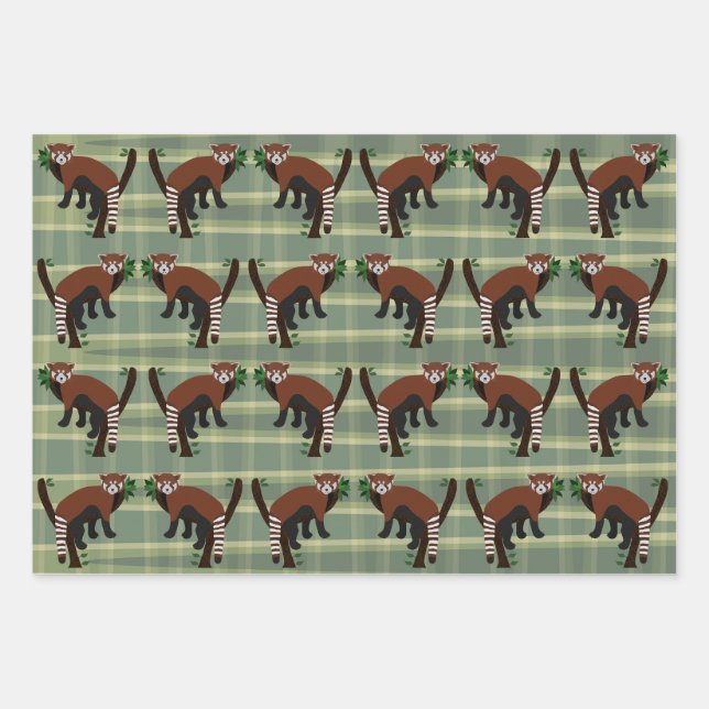 Red Panda Wrapping Paper Sheets (Front)