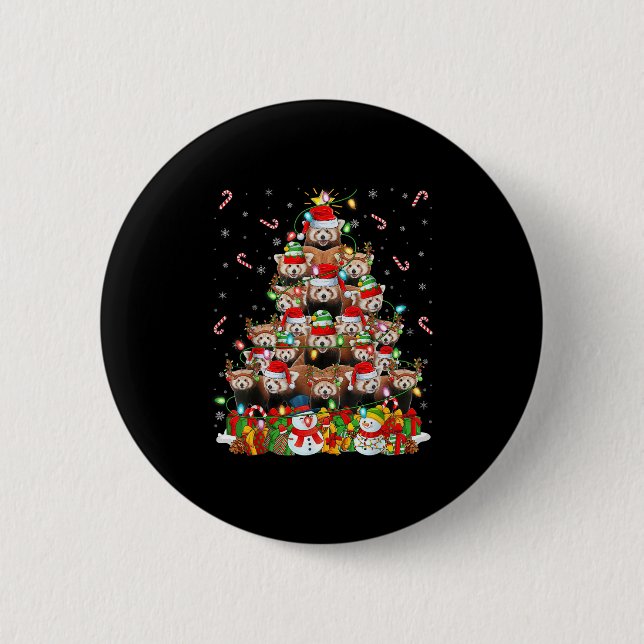 Red Panda Xmas Lighting Tree Santa Red Panda Chris Button (Front)