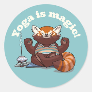Red Panda Yoga Is Magic! Animal Meditation Artwork Classic Round Sticker