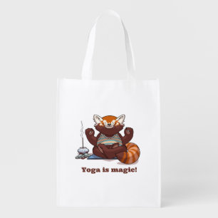 Red Panda Yoga Is Magic! Animal Meditation Artwork Grocery Bag