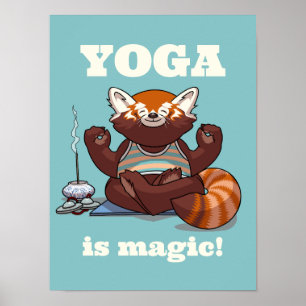 Red Panda Yoga Is Magic! Animal Meditation Artwork Poster