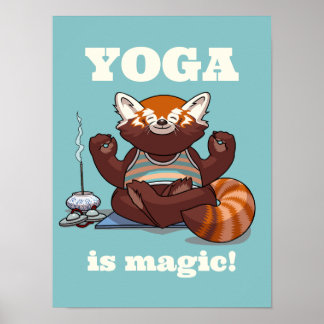 Red Panda Yoga Is Magic! Animal Meditation Artwork Poster