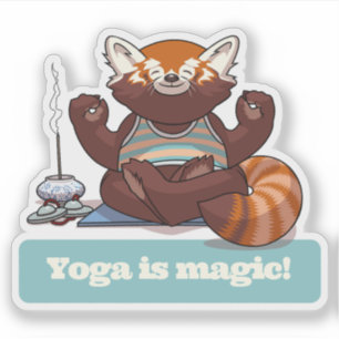 Red Panda Yoga Is Magic! Animal Meditation Artwork Sticker
