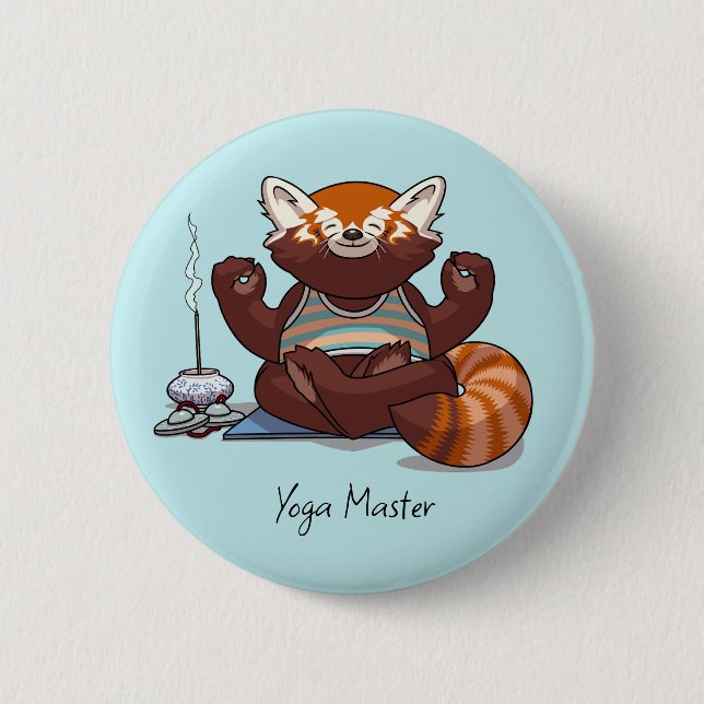 Red Panda Yoga Master Student Gift Animal Artwork Button (Front)