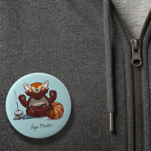 Red Panda Yoga Master Student Gift Animal Artwork Button