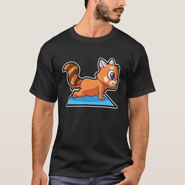 Red Panda Yoga Poses Sport Gymnastics Ohm Heartbea T-Shirt (Front)