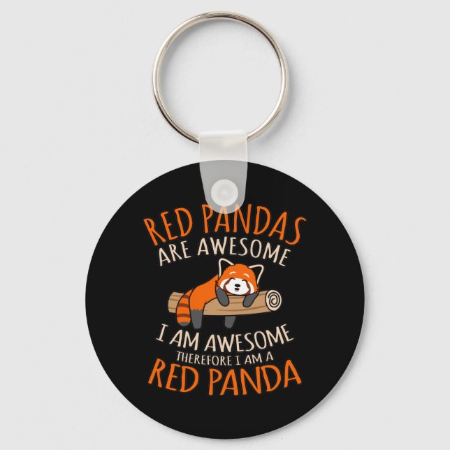 Red Pandas Are Awesome Cute Pet Animal Panda Lover Keychain (Front)