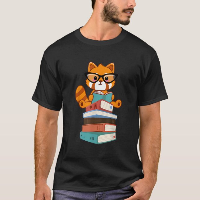Red Pandas Book Bookworm Red Panda Reader T-Shirt (Front)