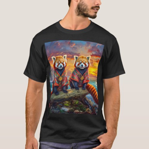 Red Pandas By The Shore Design By Rich AMeN Gill T_Shirt