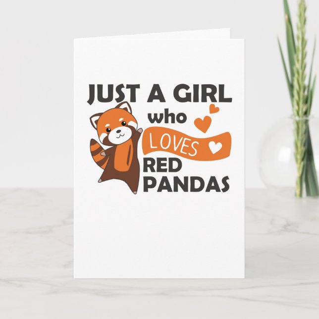 Red Pandas Girl Love Red Panda Kawaii Cute Animals Card (Front)