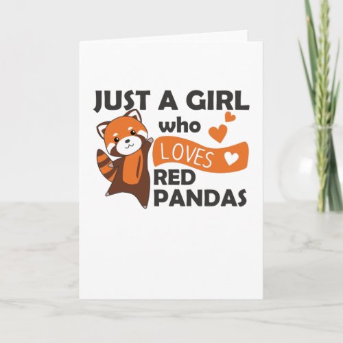 Red Pandas Girl Love Red Panda Kawaii Cute Animals Card