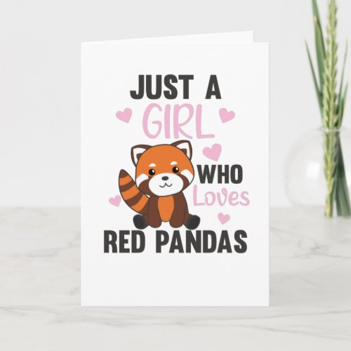 Red Pandas Girl Love Red Panda Kawaii Cute Animals Card