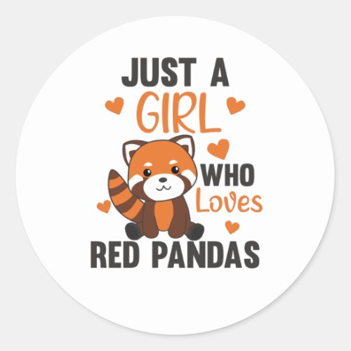 Red Pandas Girl Love Red Panda Kawaii Cute Animals Classic Round Sticker