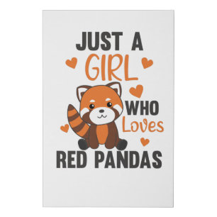 Red Pandas Girl Love Red Panda Kawaii Cute Animals Faux Canvas Print