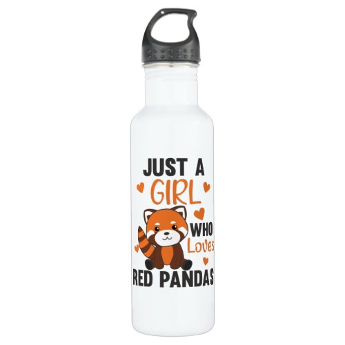 Red Pandas Girl Love Red Panda Kawaii Cute Animals Stainless Steel Water Bottle