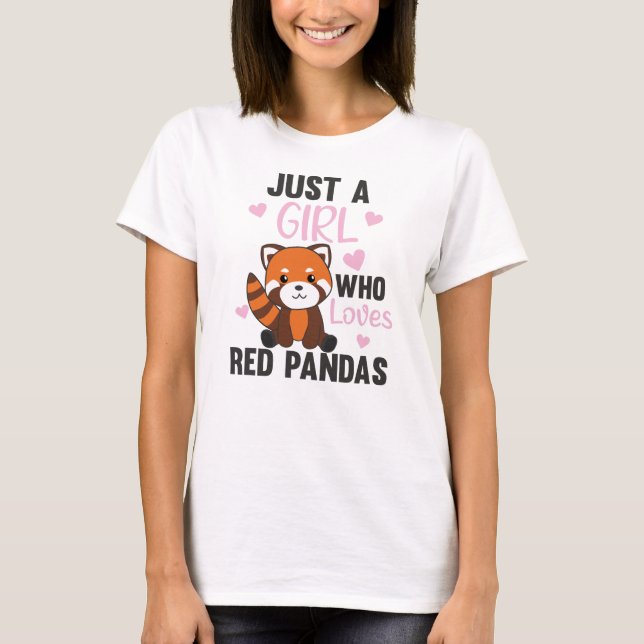 Red Pandas Girl Love Red Panda Kawaii Cute Animals T-Shirt (Front)