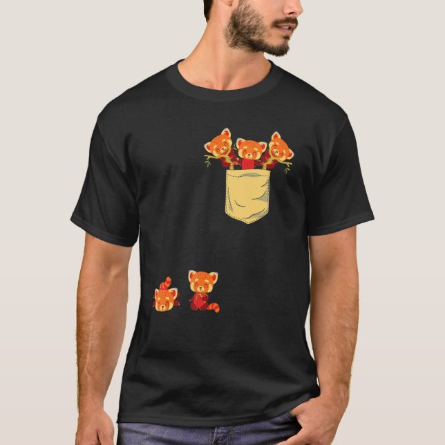 Red Pandas In Pocket Awesome Cute Panda Bear Anima T-Shirt (Front)
