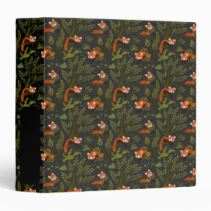 Red Pandas in the Forest Black 3 Ring Binder