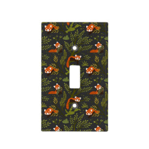 Red Pandas in the Forest Black Light Switch Cover