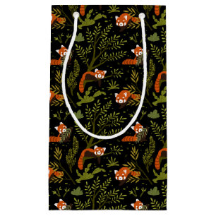 Red Pandas in the Forest Black Small Gift Bag