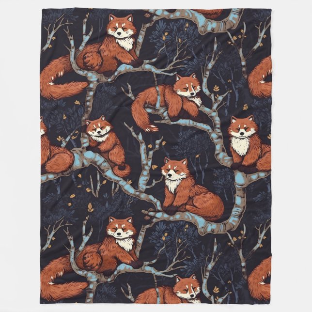 Red Pandas in Trees Fleece Blanket (Front)
