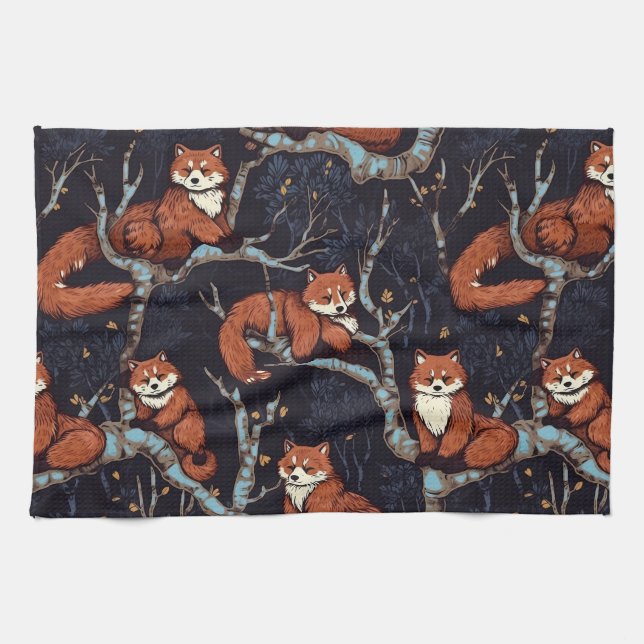 Red Pandas in Trees Kitchen Towel (Horizontal)