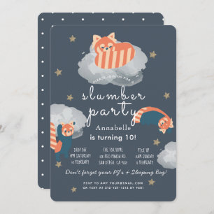 Red Pandas Stars & Clouds Slumber Party Birthday Invitation