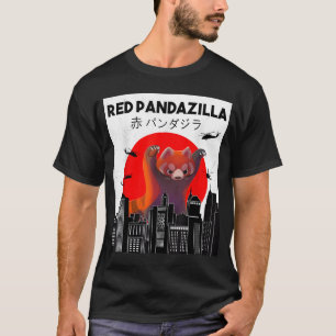 Red Pandazilla Japanese Sun Parody Red Panda T-Shirt