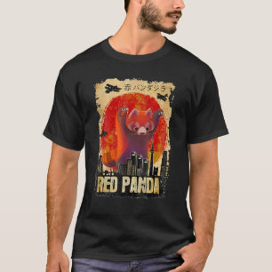 Red Pandazilla Japanese Sun Parody Red Panda T-Shirt