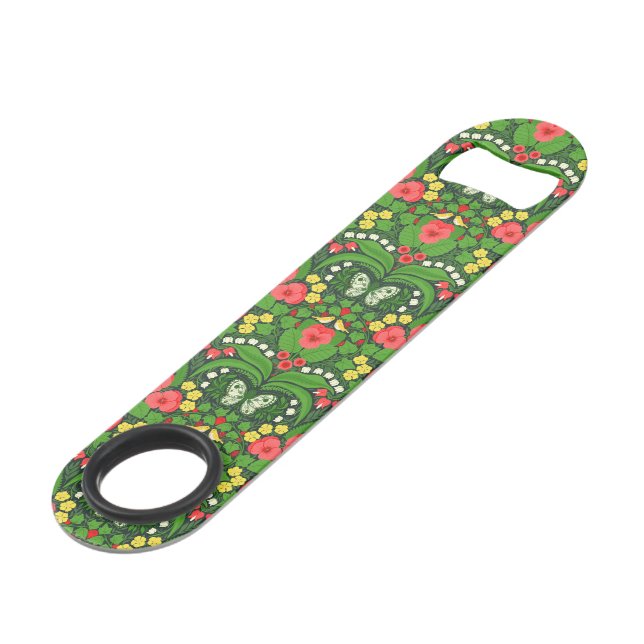 Red pansies, birds and butterflies bar key (Front Angled)
