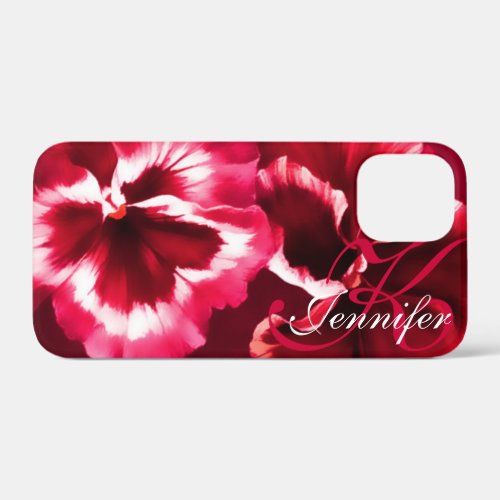 Red pansy floral art iphone case
