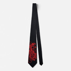 Red Panther Gothic Luxury Bold Black Statement Neck Tie