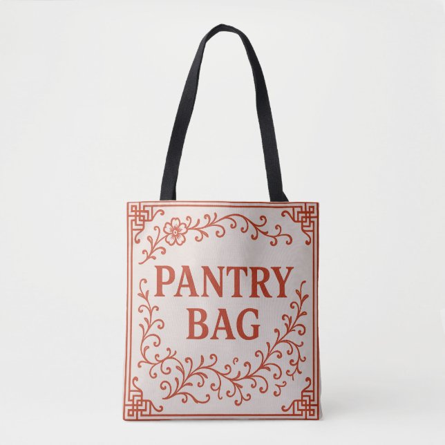 "RED PANTRY BAG" - CHINOISERIE TOTE  (Front)