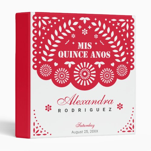 Red Papel Picado Mis Quince Aos 3 Ring Binder
